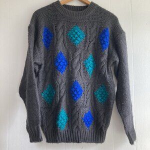 VTG 80s Botany 500 Mens Women’s Unisex Slouchy Sweater Chunky Geometric Acrylic